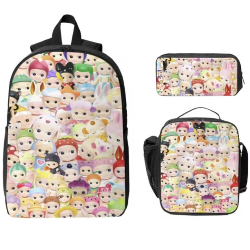 Unbranded Kewpie/Angel Inspired Backpack, Lunch Box, Pen Bag, Set of 3 - New